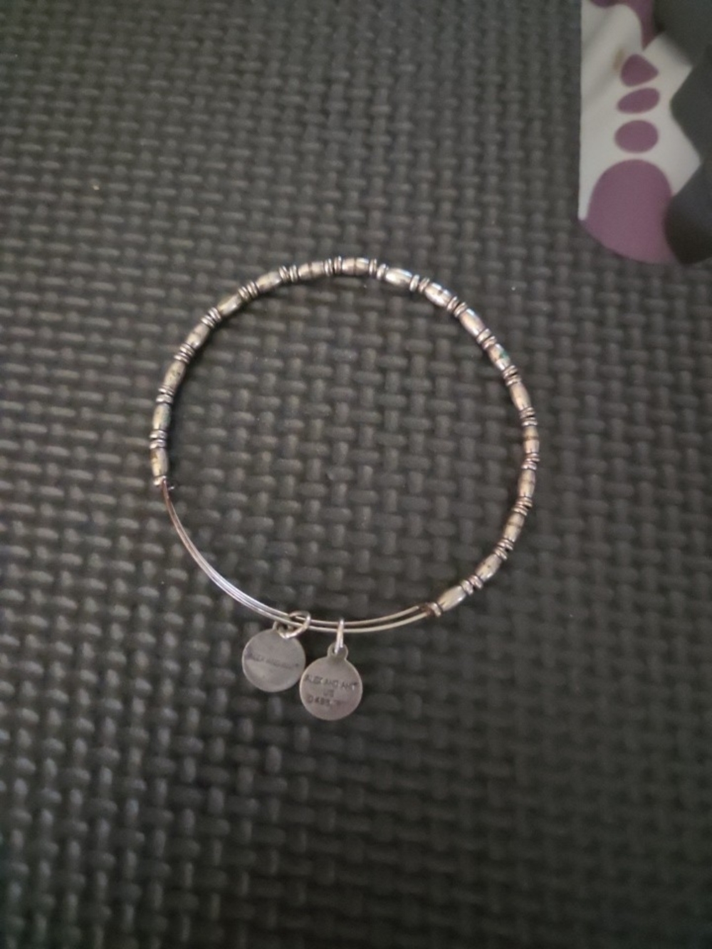 Alex and Ani Silver Beaded Expandable Bracelet with Double Charms